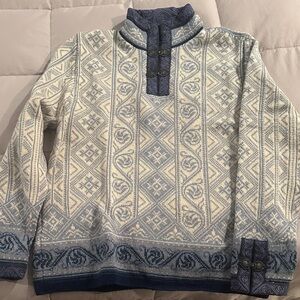 Dale of Norway Blue and Cream Turtleneck Sweater